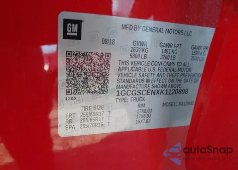 2019 Chevrolet Colorado Lt z USA, uszkodzony, nr VIN 1GCGSCENXK1120898